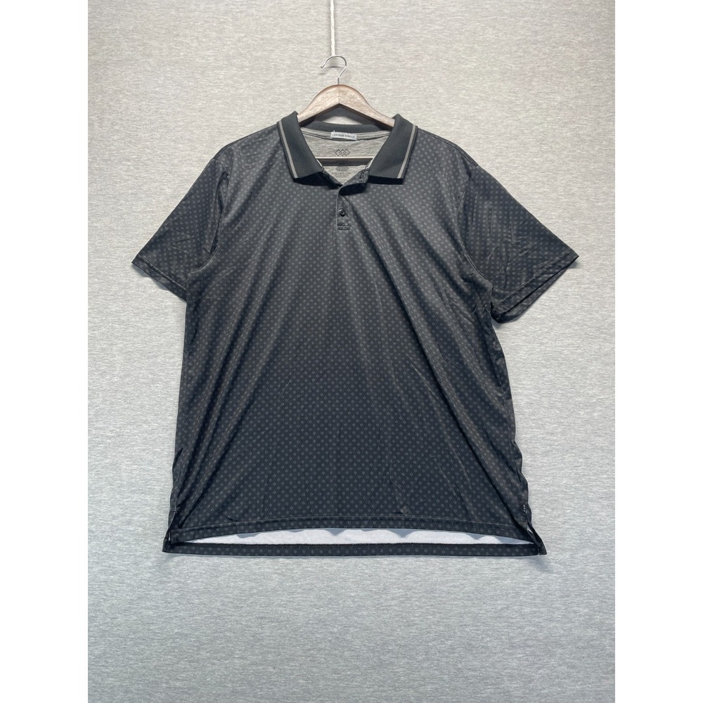 LEG3ND Extreme Stretch Golf Polo Shirt Mens XL Black Geometric 3 Button Placket
